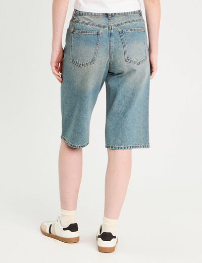 Bermuda large en jean denim double stone femme
