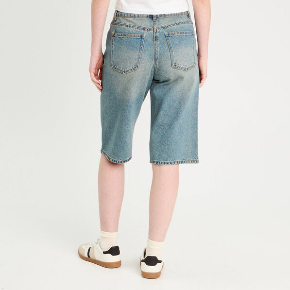 Bermuda large en jean denim double stone femme