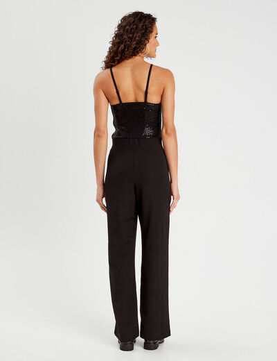Combinaison pantalon sequins noir femme