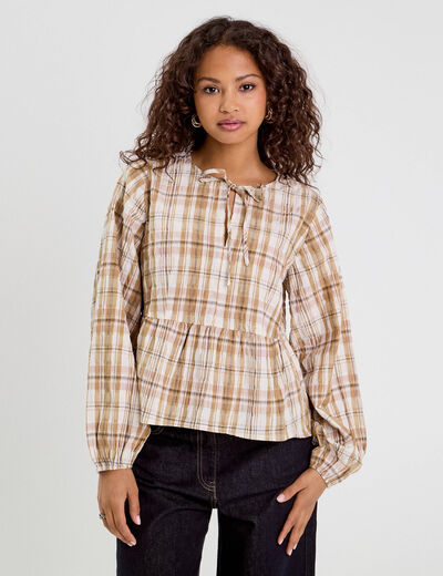 Blouse manches longues camel femme