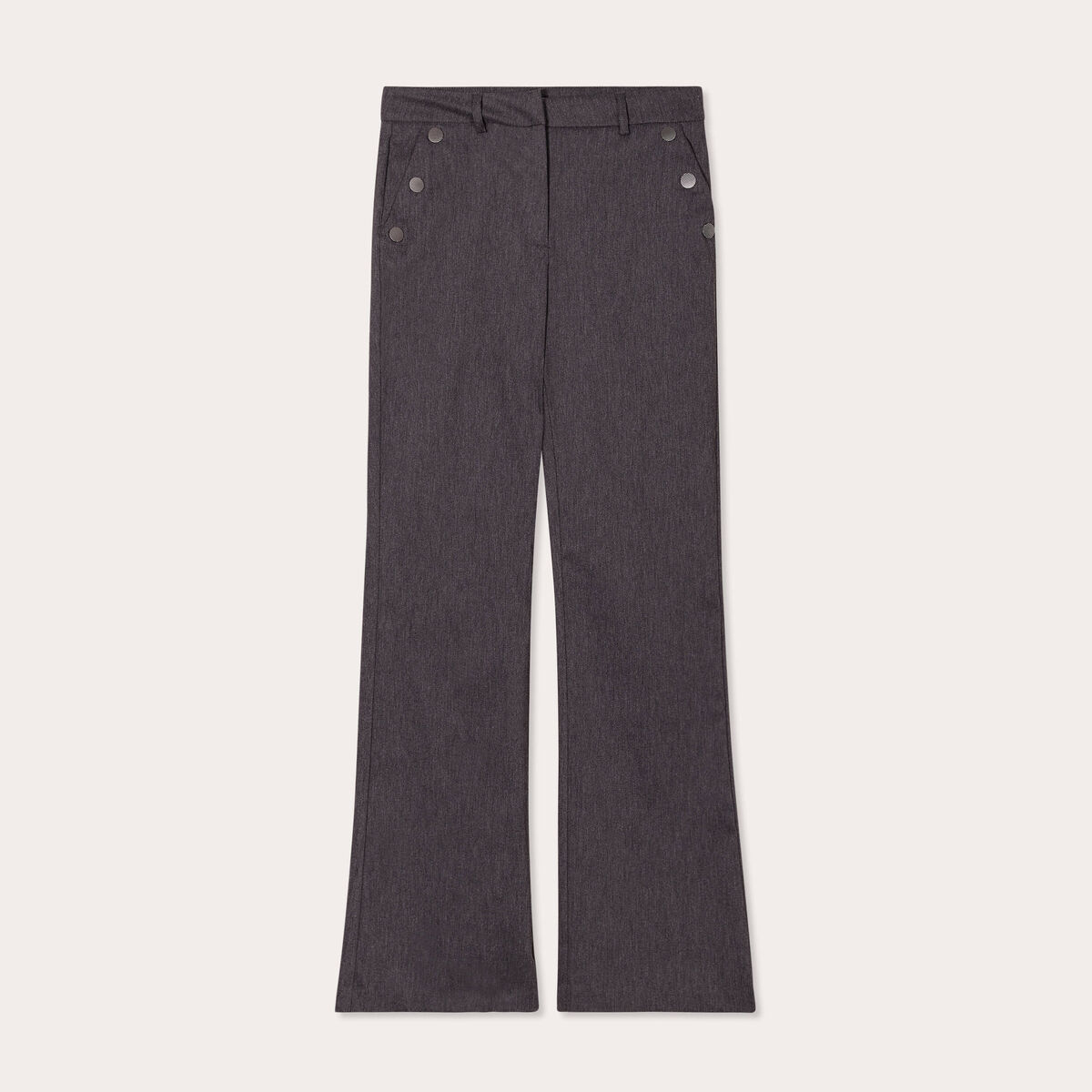 Pantalon flare pont gris fonc&eacute; femme