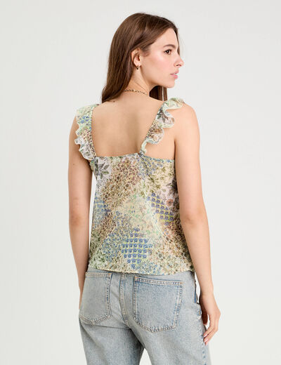 Blouse bretelles fines blanc femme