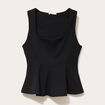 Top cintré col carré sans manches noir femme