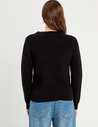 Pull manches longues noir femme