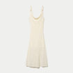 Robe longue droite en maille ecru femme