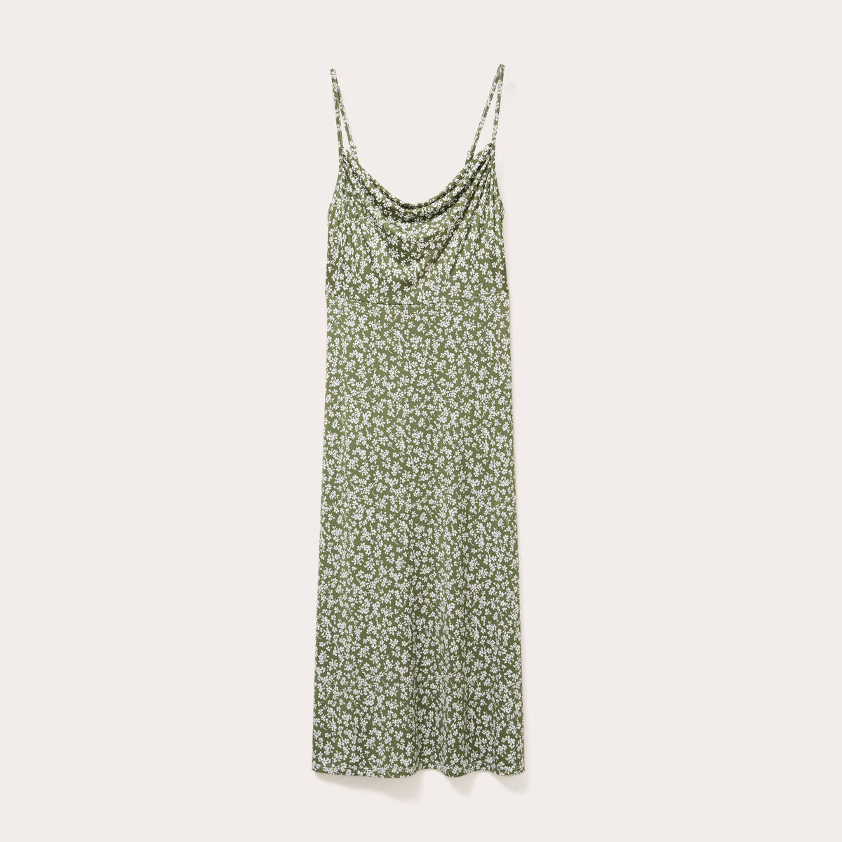 Robe longue ajustée vert kaki femme
