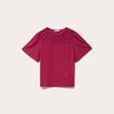 T-shirt manches courtes aspect dentelle rouge femme