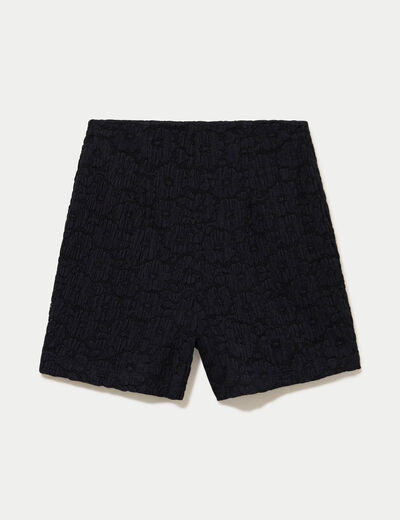 Jupe-short &eacute;vas&eacute;e en maille noir femme