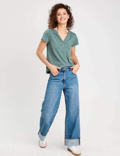 T-shirt manches courtes vert foncé femme