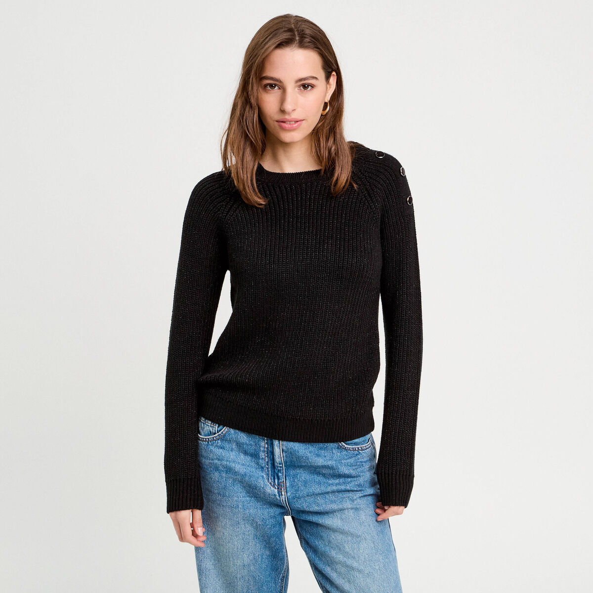 Pull manches longues noir femme