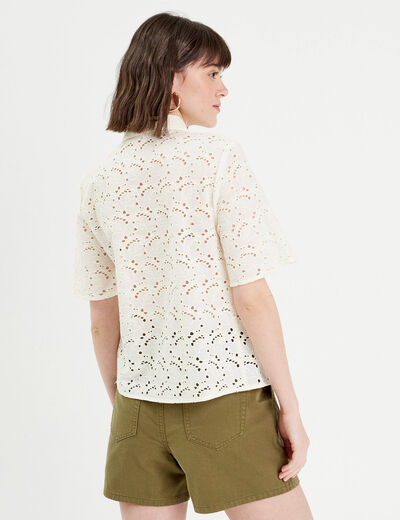 Chemise broderie anglaise ecru femme