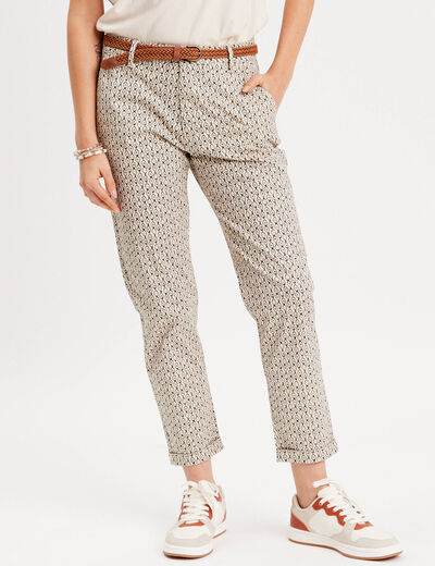 Pantalon chino slim 7/8ème blanc femme