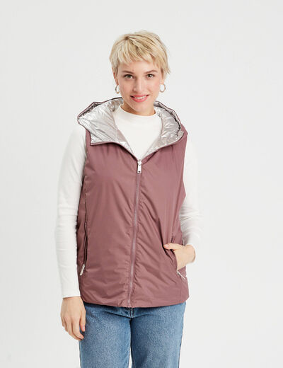 Doudoune réversible vieux rose femme