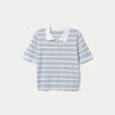 Polo manches courtes col chemise bleu femme