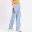 Jeans large zippé denim bleach femme