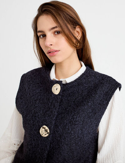 Gilet sans manches effet polaire bleu marine femme