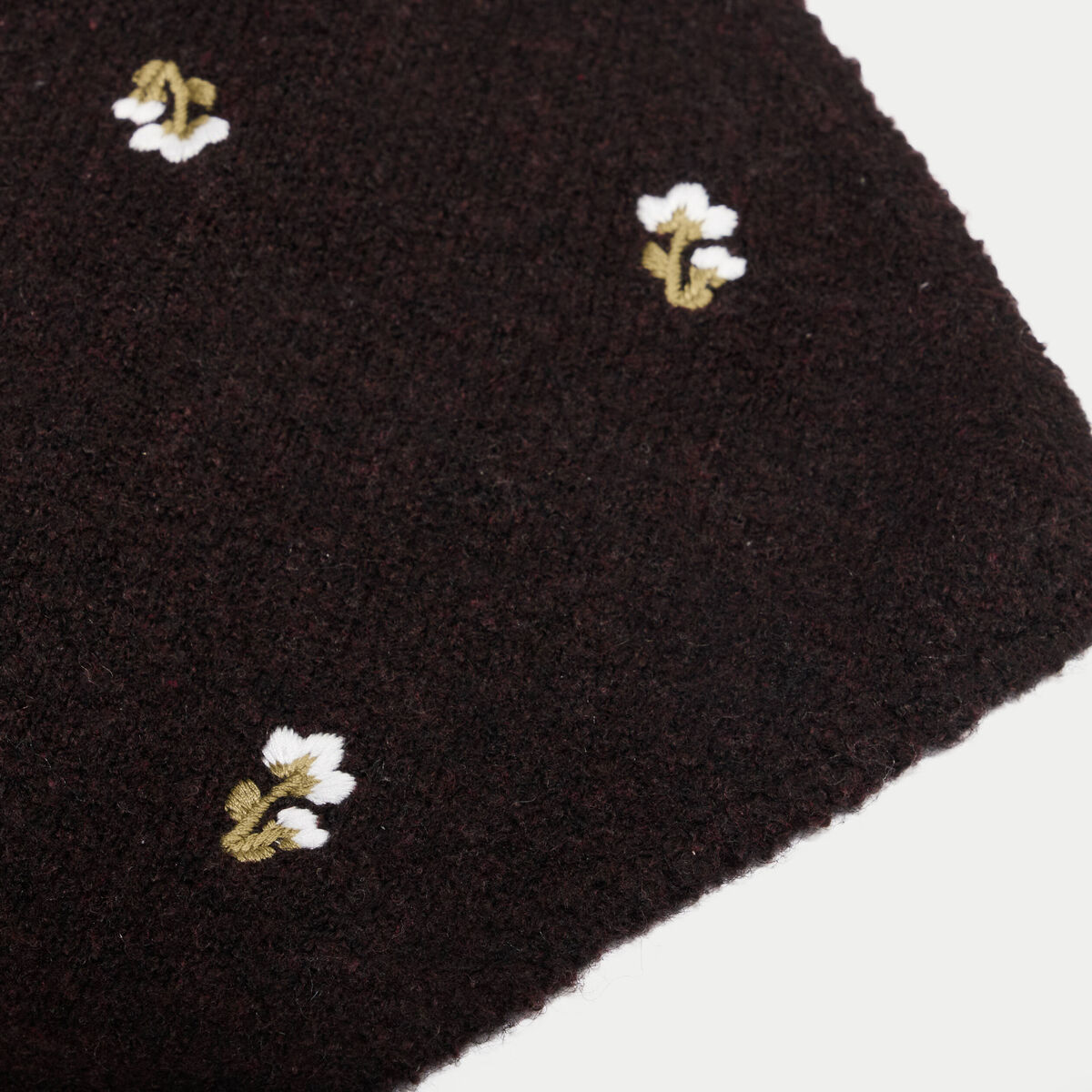Foulard avec broderie marron fonc&eacute; femme