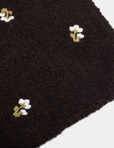 Foulard avec broderie marron fonc&eacute; femme