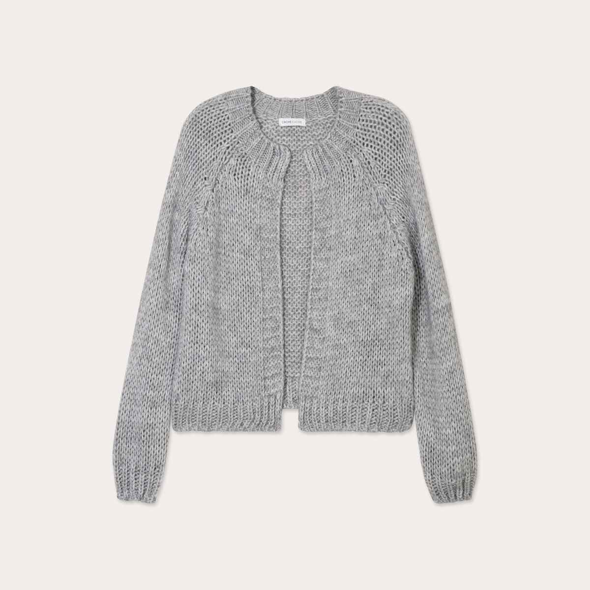 Gilet manches longues gris clair femme