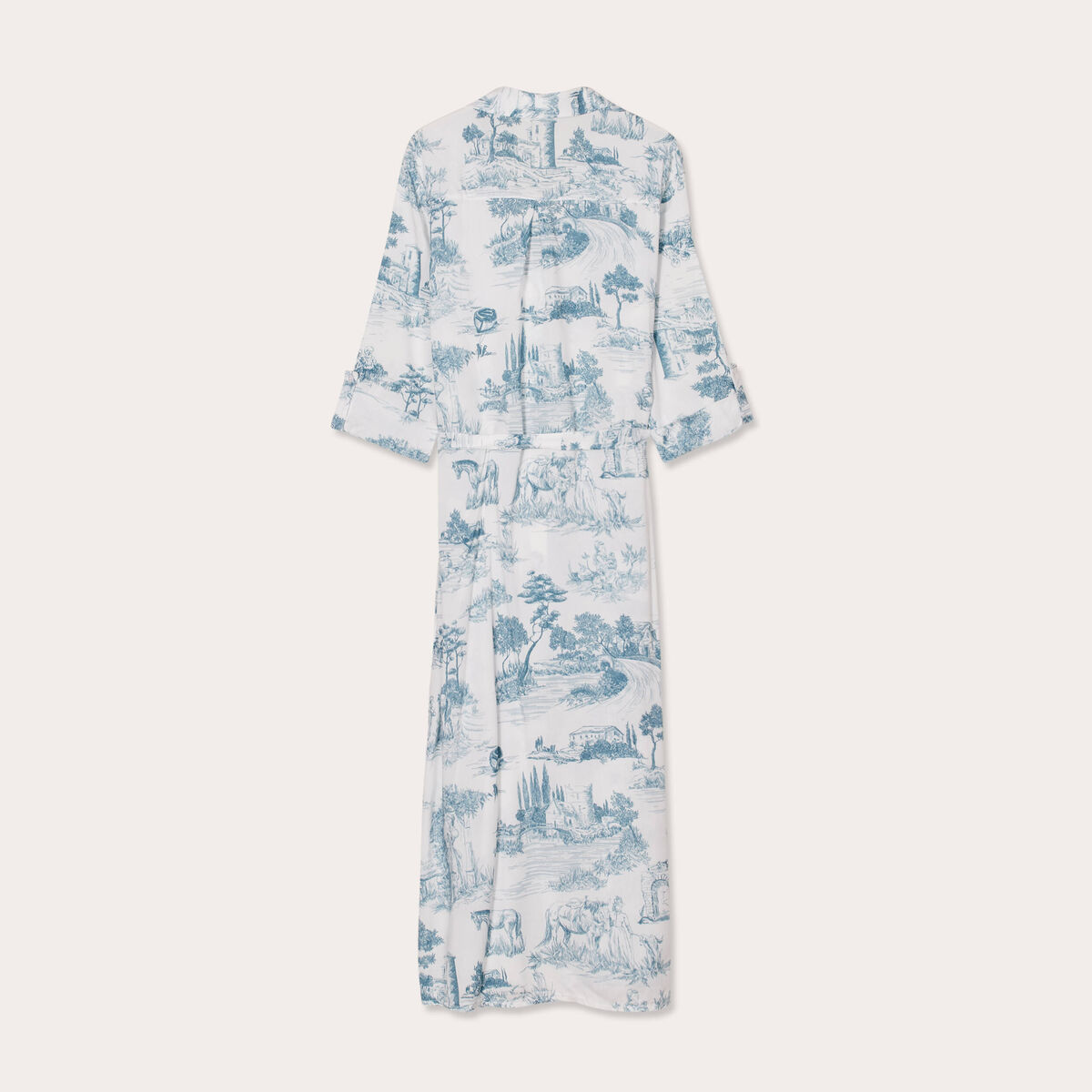 Robe chemise longue droite ecru femme