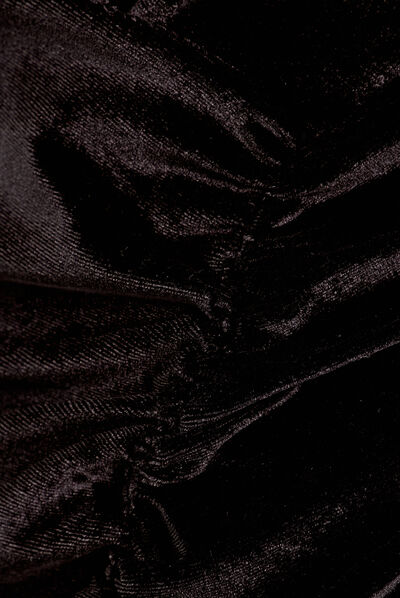 Robe moulante velours fronces noir femme