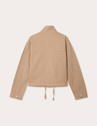 Veste droite col montant beige femme
