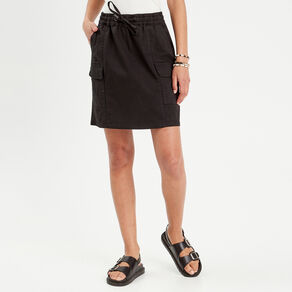 jupe cargo taille a coulisse noir femme Jupe cargo taille à coulisse noir femme