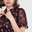 Blouse col V manches courtes noir femme