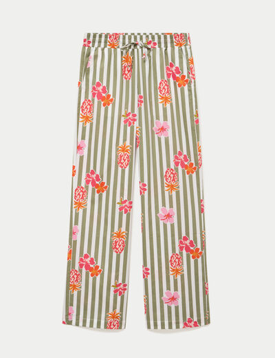 Pantalon large taille standard blanc femme