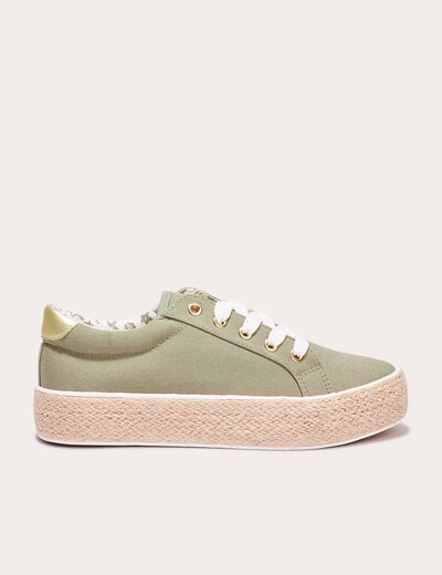 Espadrilles plates vert kaki femme