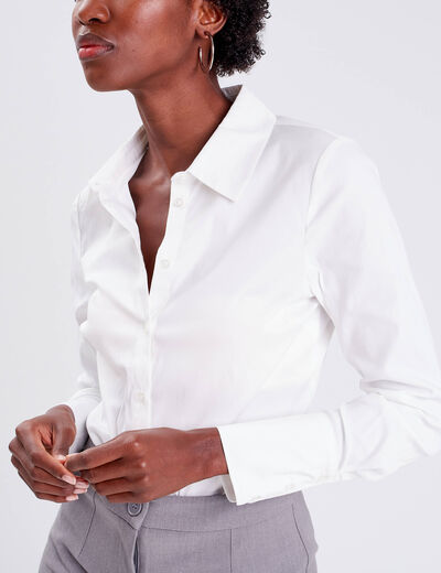 Chemise manches longues ecru femme