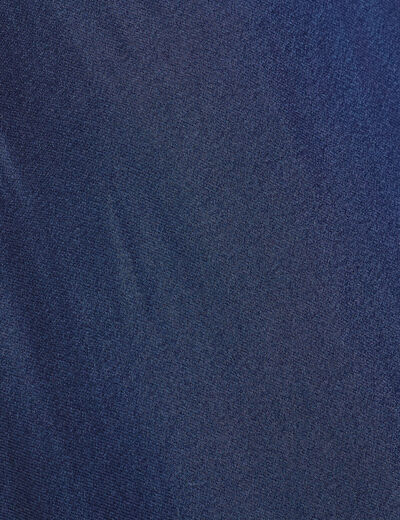 Jupe longue évasée satin bleu marine femme
