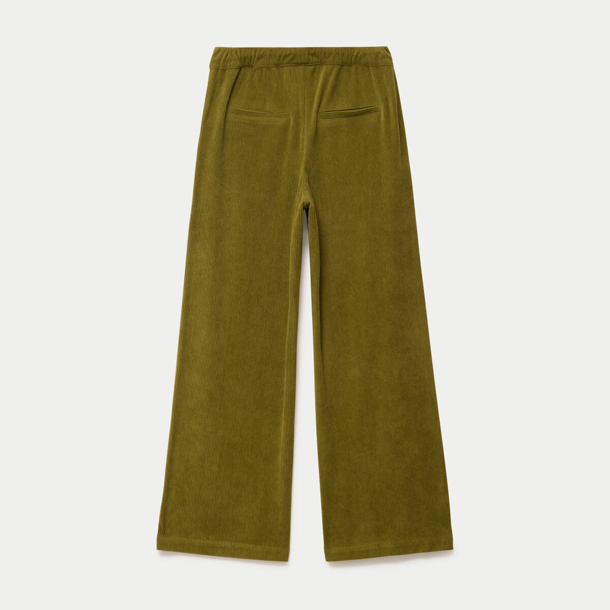 Pantalon bootcut taille standard velours vert kaki femme