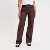 Pantalon droit enduit marron fonc&eacute; femme