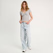T -shirt manches courtes gris clair femme