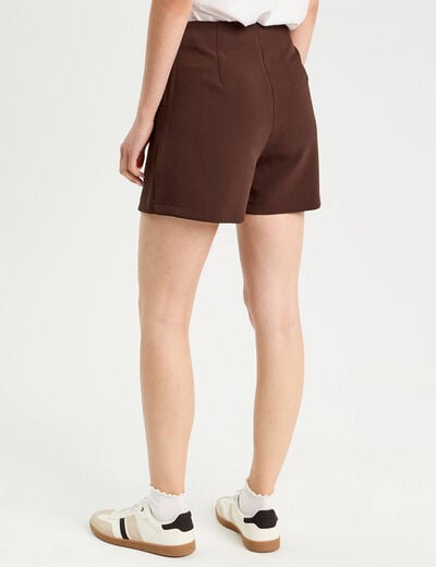 Jupe-short droite fentes marron fonc&eacute; femme