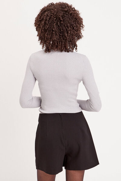 Pull manches longues gris clair femme