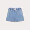 Short flare brodé en jean denim double stone femme