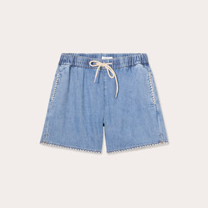 short flare brode en jean denim double stone femme Short flare brodé en jean denim double stone femme
