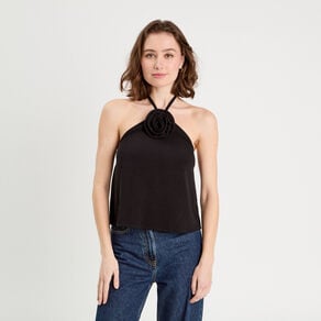 caraco detail fleur noir femme Caraco détail fleur noir femme