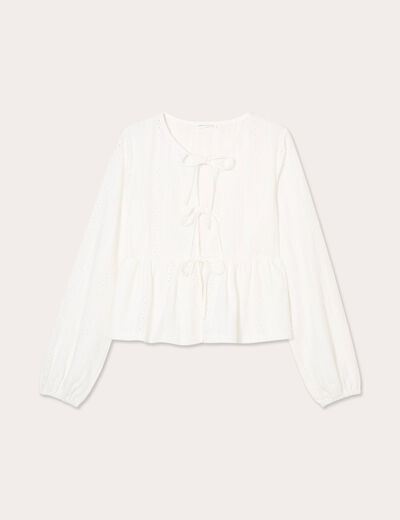 Blouse broderie anglaise ecru femme