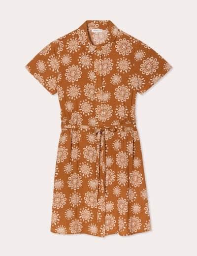 Robe chemise droite camel femme