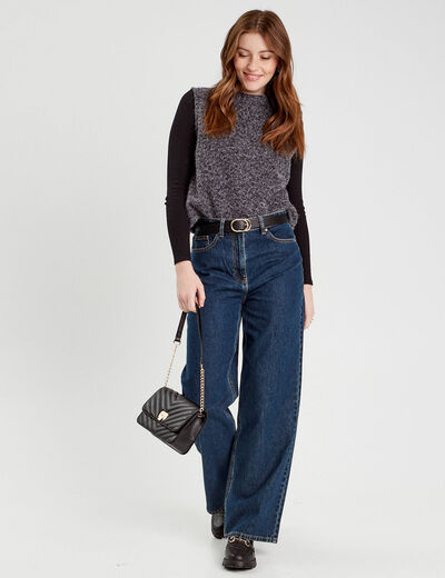 Pull sans manches gris foncé femme