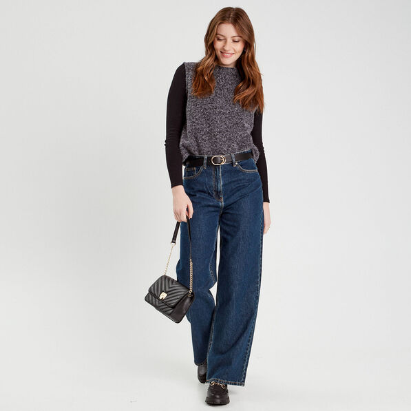 pull sans manches gris fonce femme Pull sans manches gris foncé femme