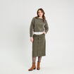 Pull col montant vert kaki femme