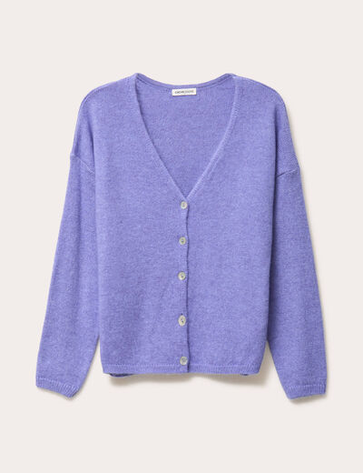 Gilet boutonné avec col en V bleu violet femme
