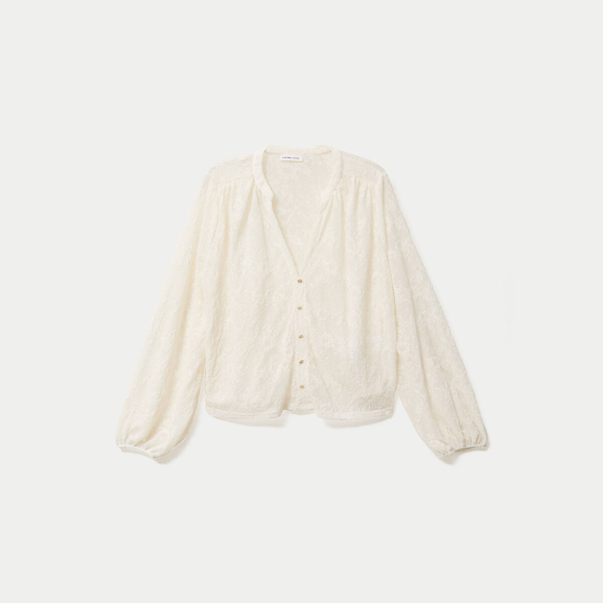 Blouse maille fantaisie ecru femme