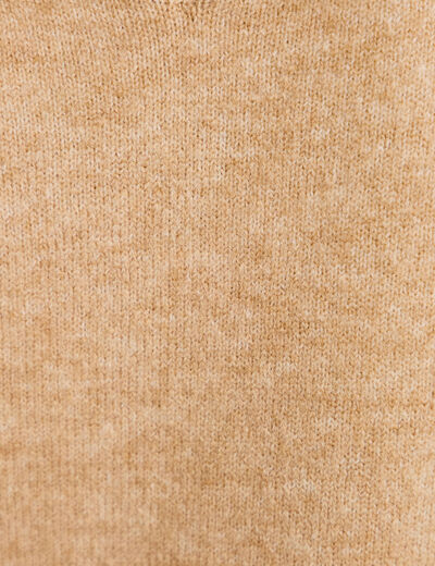 Pull fin 2-en-1 manches longues beige femme
