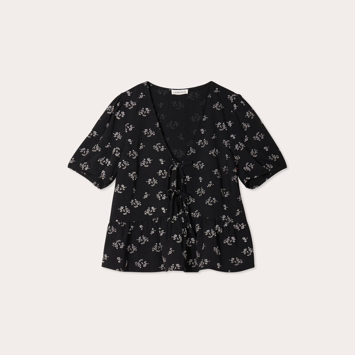 Blouse noeuds devant noir femme