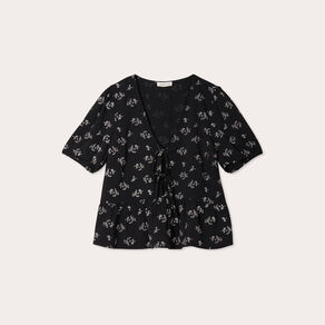 Blouse noeuds devant noir femme